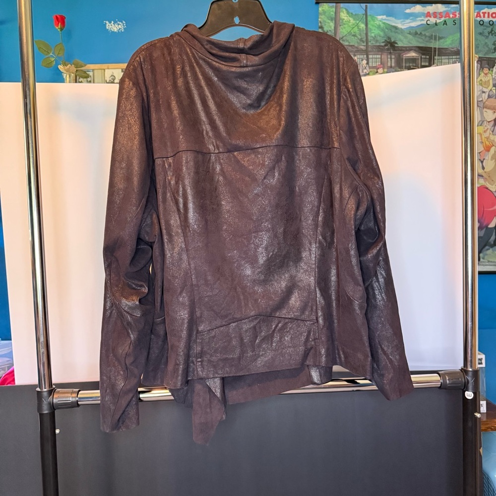 Calvin Klein Women's Black Distressed Draped Lapel Jacket Size: 3X - Picture 8 of 8